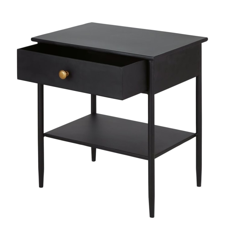 Table de chevet 1 tiroir en métal noir mat-St Antoine cropped-2