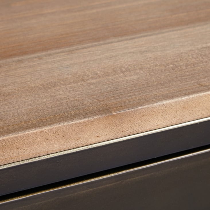 Table de chevet industrielle en métal et bois de sapin-Wayne detail-6