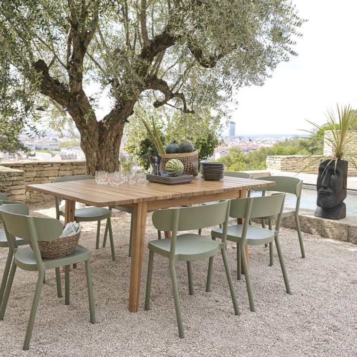 Table de jardin extensible carrée en acacia massif 6/8 personnes-Garda ambiance-2