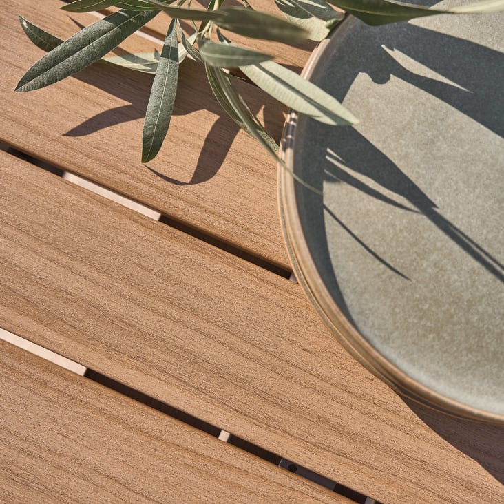 Table de jardin extensible en composite imitation bois et aluminium gris anthracite 8/12 personnes-Camilo ambiance-9