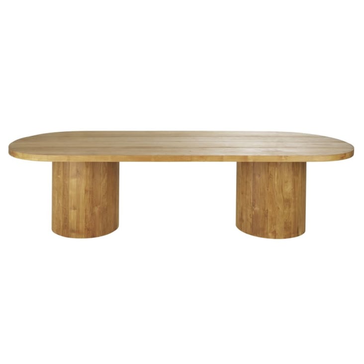 Table de jardin ovale en bois de teck 12/14 personnes L300-FORTALEZA