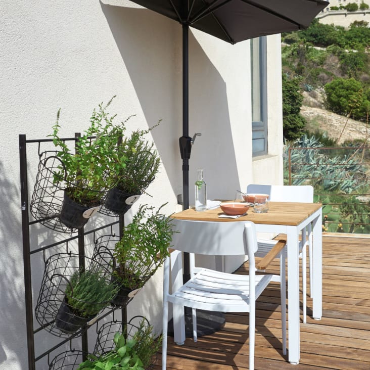 Table de jardin professionnelle en teck et métal blanc L75-Regate Business ambiance-10