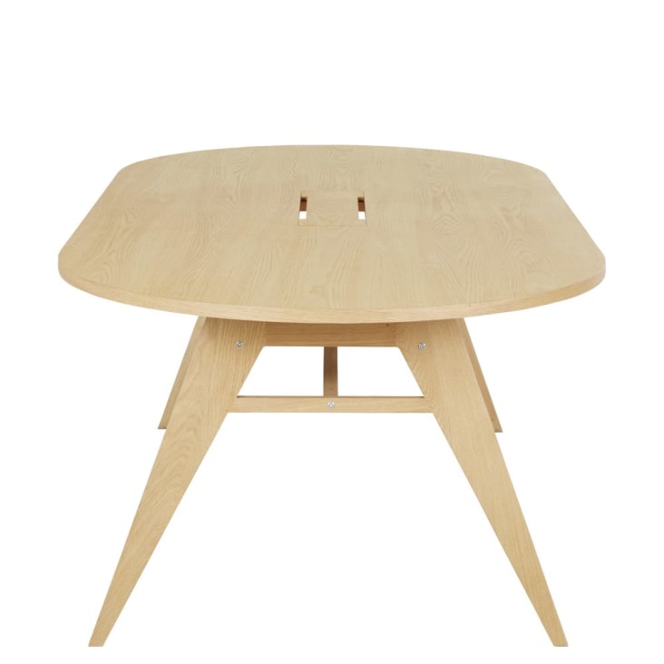 Table de réunion professionnelle ovale en bois de chêne beige 6/8 personnes L220-Eko Business cropped-2