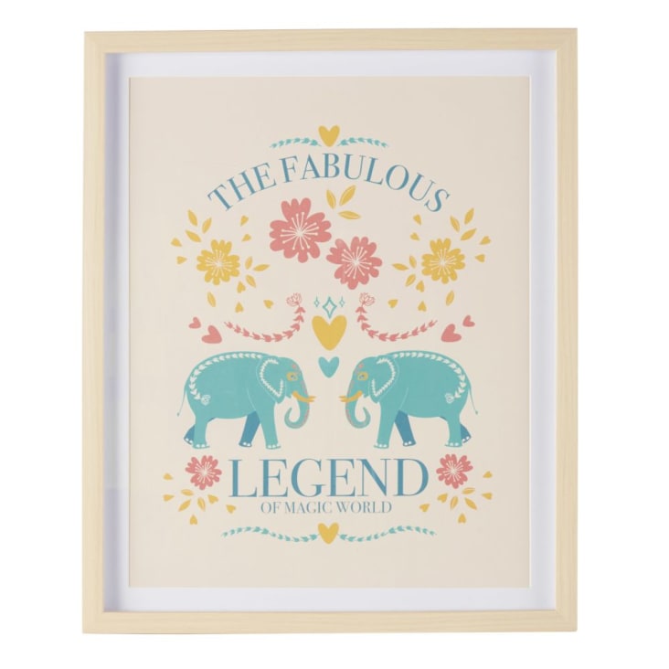 Tableau imprimé éléphants et fleurs multicolores 43x53-FABULOUS