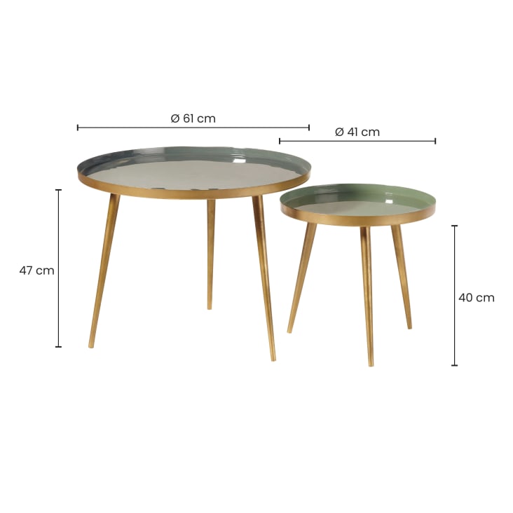 Tables gigognes en métal vert et doré-Avril detail-5