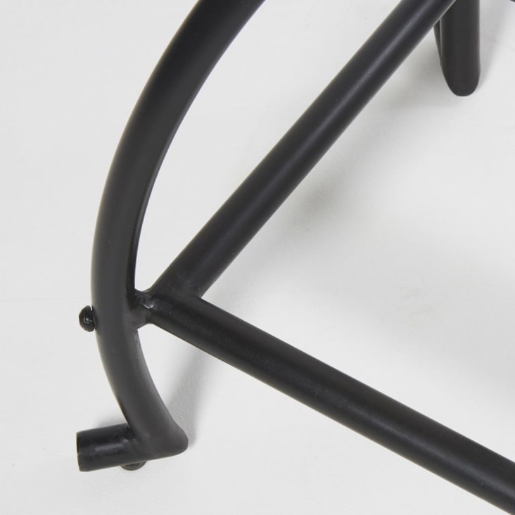 Tabouret industriel réglable en métal noir et pin recyclé-Colombus cropped-8