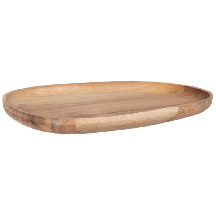 Tabuleiro oval de madeira de acácia-OLIVIA