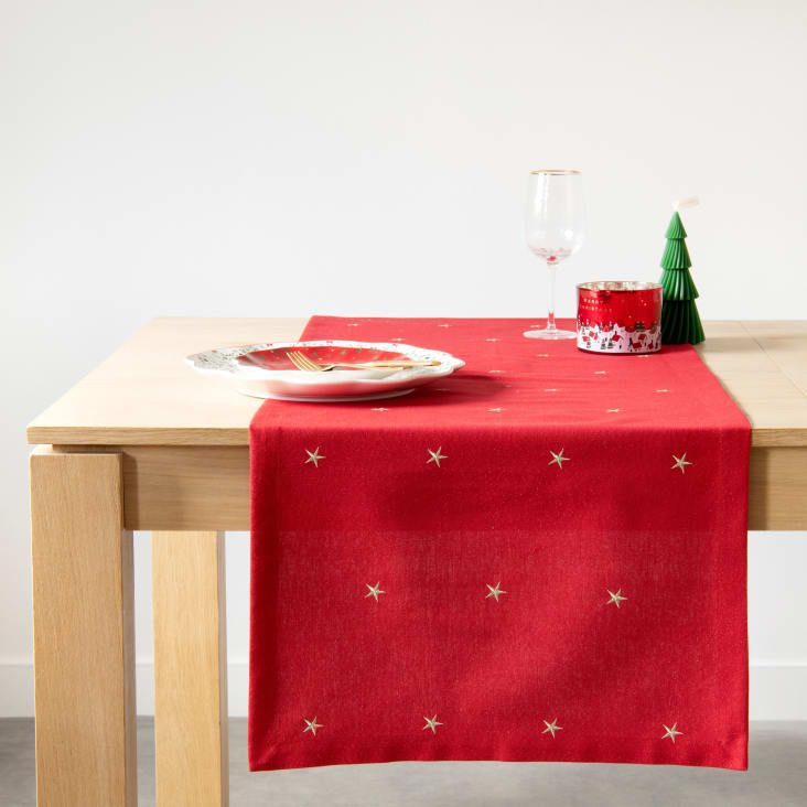 Encasa XO Table Runner Afmetingen 32 x 230 cm, katoenen canvas stof, effen kleur, wasbaar en duurzaam