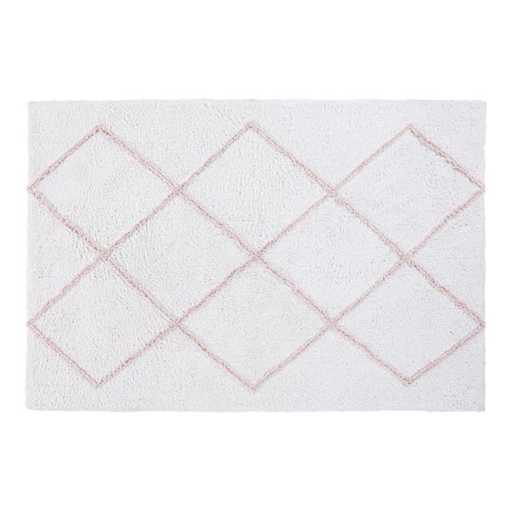 Tapete infantil de algodão cor linho com motivos gráficos cor-de-rosa 120x180-ISMA