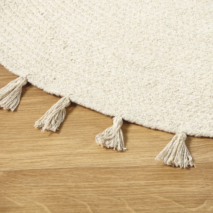 Tapete de casa de banho redondo 100% algodão com detalhe decorativo com  franjas Forme