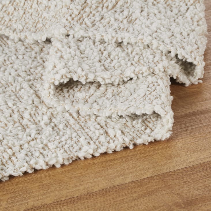 Tapijt van gerecycleerd katoen met boucléeffect, ecru, 120 x 180 cm