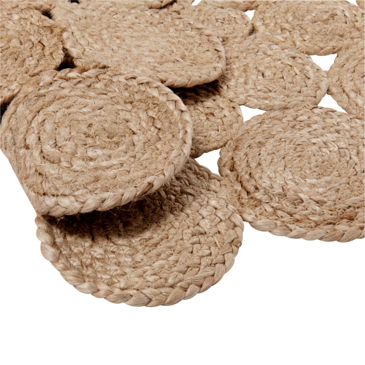 Tapis Rond En Jute Tressé – Beige Et Jaune, Fait Main, Aspect Naturel Et Rustique, Plusieurs Tailles