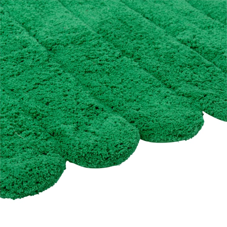 Tappeto a forma ovale in cotone riciclato a rilievo verde 120x160 cm GURI