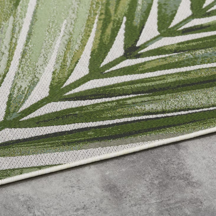 Tappeto intessuto jacquard écru con motivo a foglie verdi 160x230 cm-DIEGO cropped-2