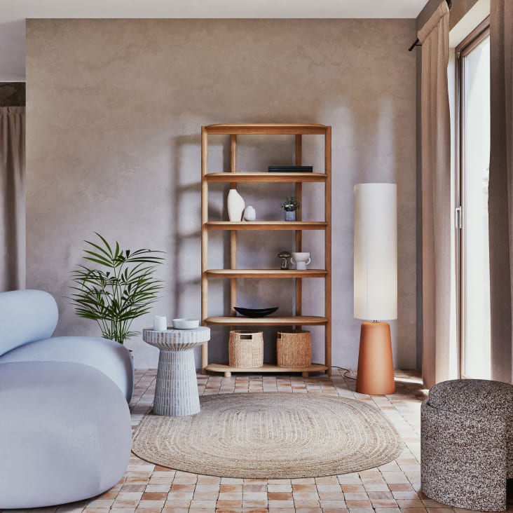 Tappeto ovale intrecciato in iuta beige, 140x200cm