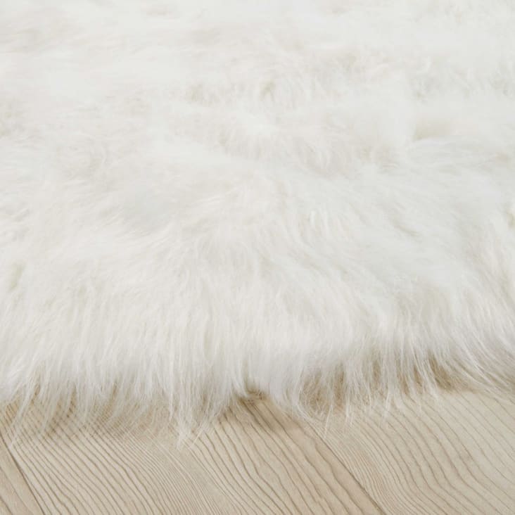Tappeto rotondo shaggy bianco in simil pelliccia D.140 cm Furil