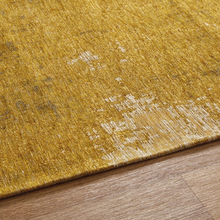 Tappeto vintage intessuto jacquard giallo senape, 155x230-Feel cropped-2