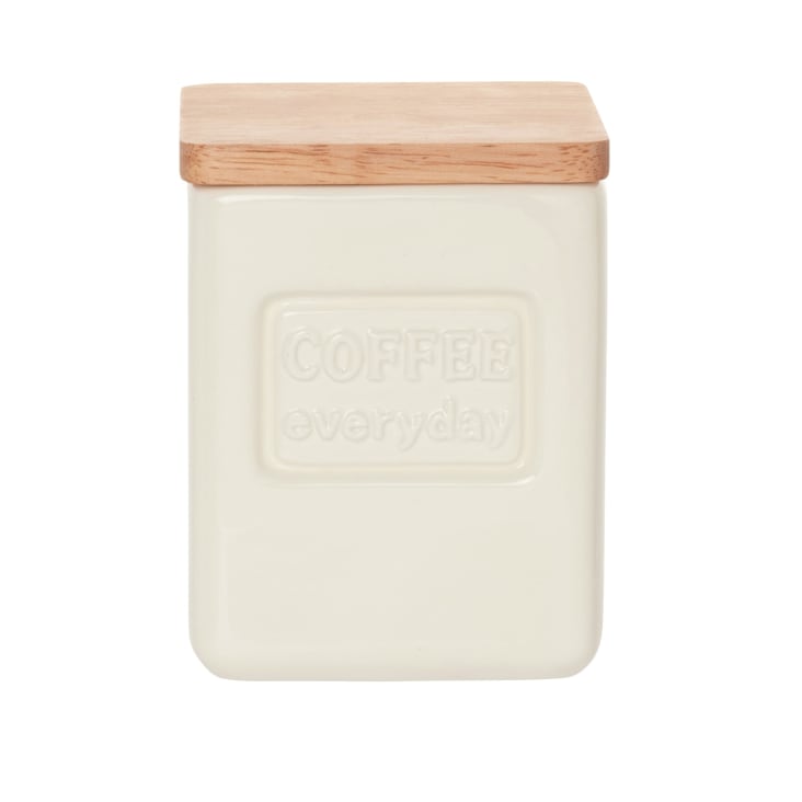 Maisons du Monde Felix - Tarro para café de dolomita con tapa de madera de bicolor Alt. 14 cm