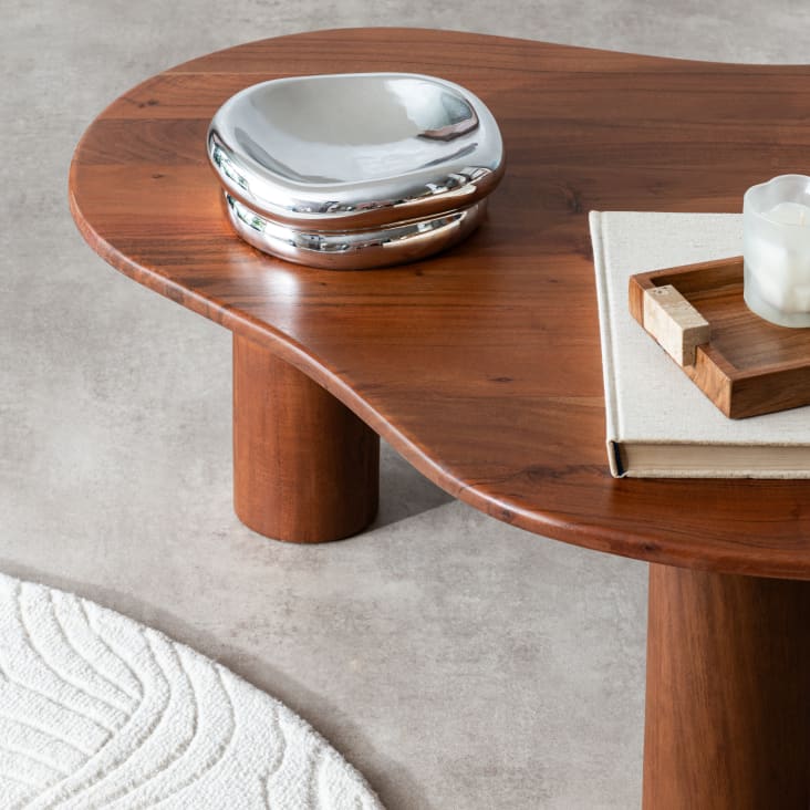 Tavolino basso ovale in legno massello di acacia marrone L145-Sacramento ambiance-5