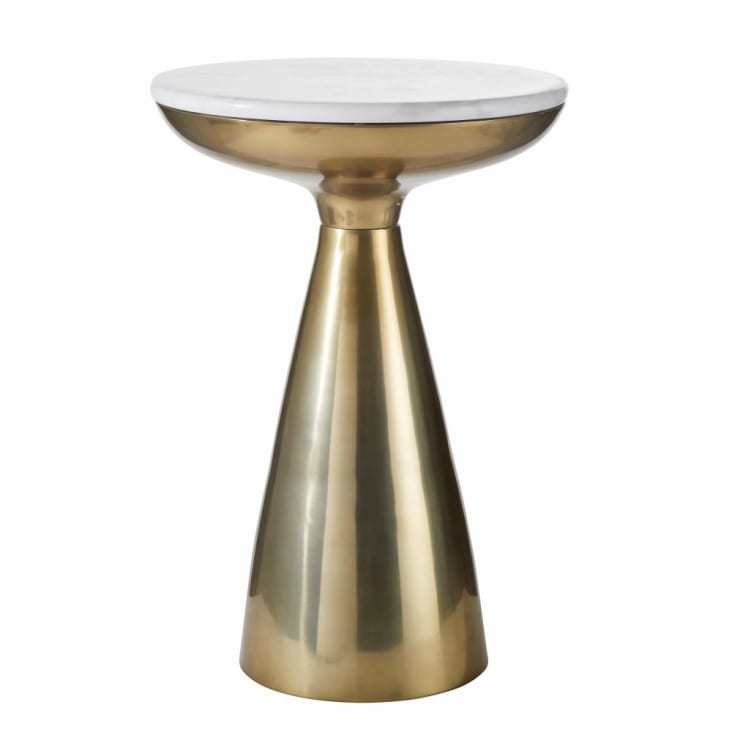 Tavolino da salotto in alluminio dorato e marmo bianco -EZIA