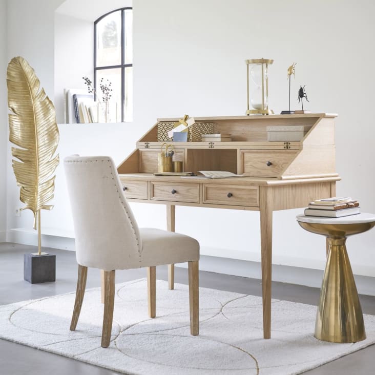 Tavolino da salotto in alluminio dorato e marmo bianco -EZIA ambiance-6