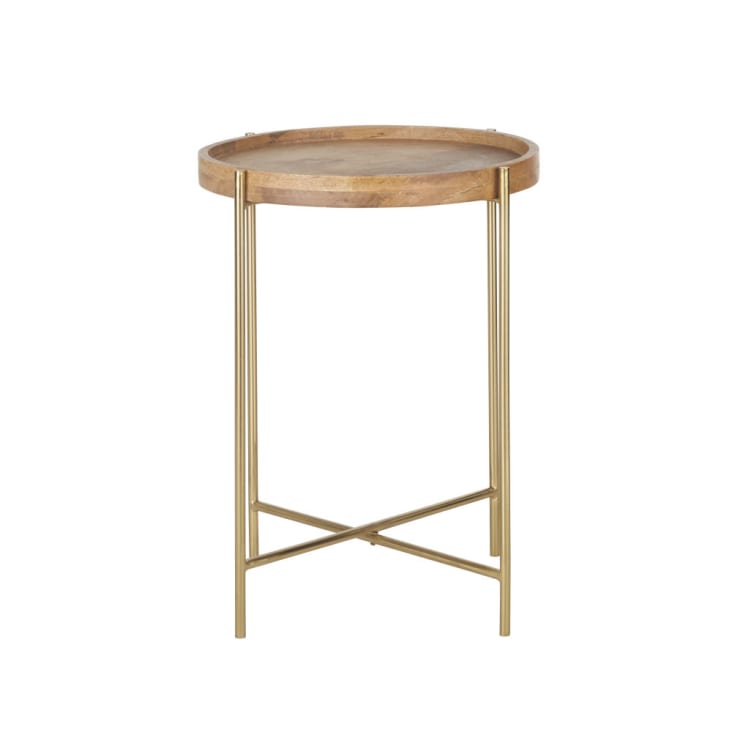 Tavolino da salotto in legno di mango e metallo dorato-CLARKSTON