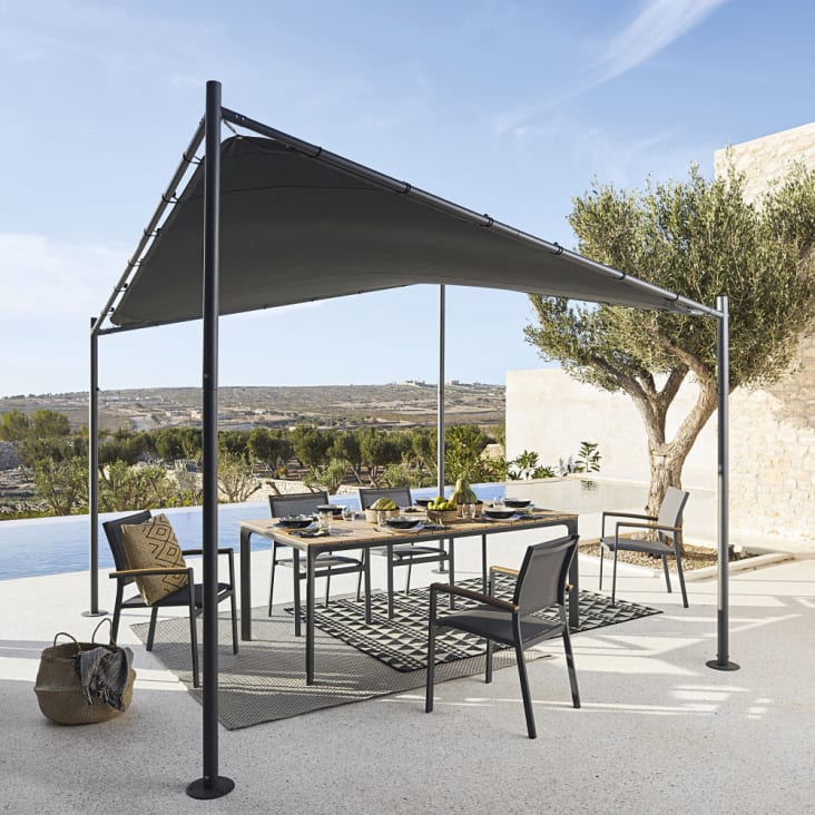 Tavolo da giardino in alluminio antracite 6/8 persone, 200 cm-Fuji ambiance-4