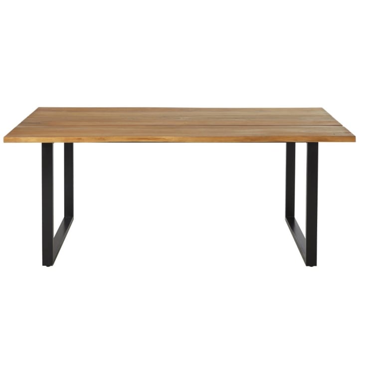 Tavolo da giardino in legno massello di acacia e metallo nero 6/8 persone, 190 cm-Pianosa