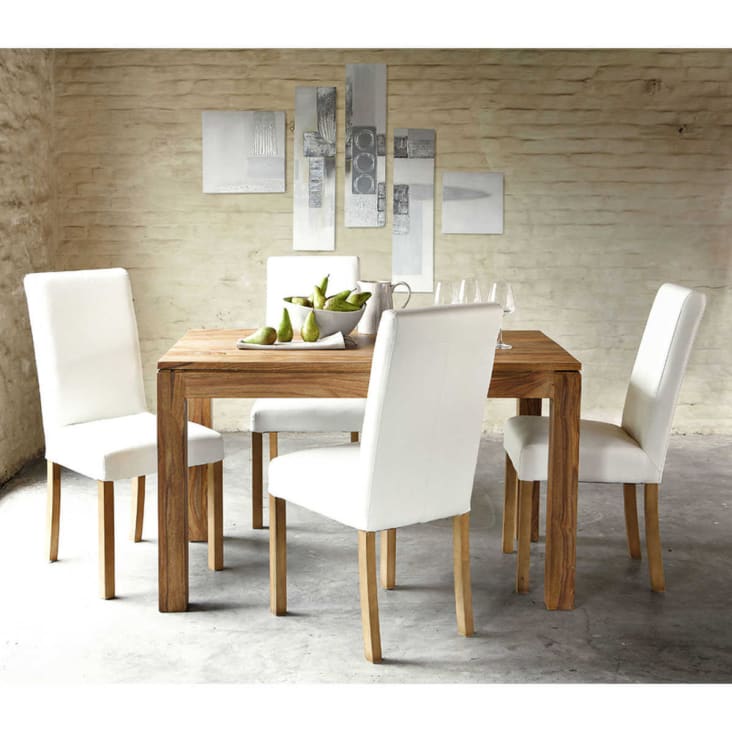 Tavolo da pranzo quadrato in massello di legno di sheesham 140 cm-Stockholm ambiance-5
