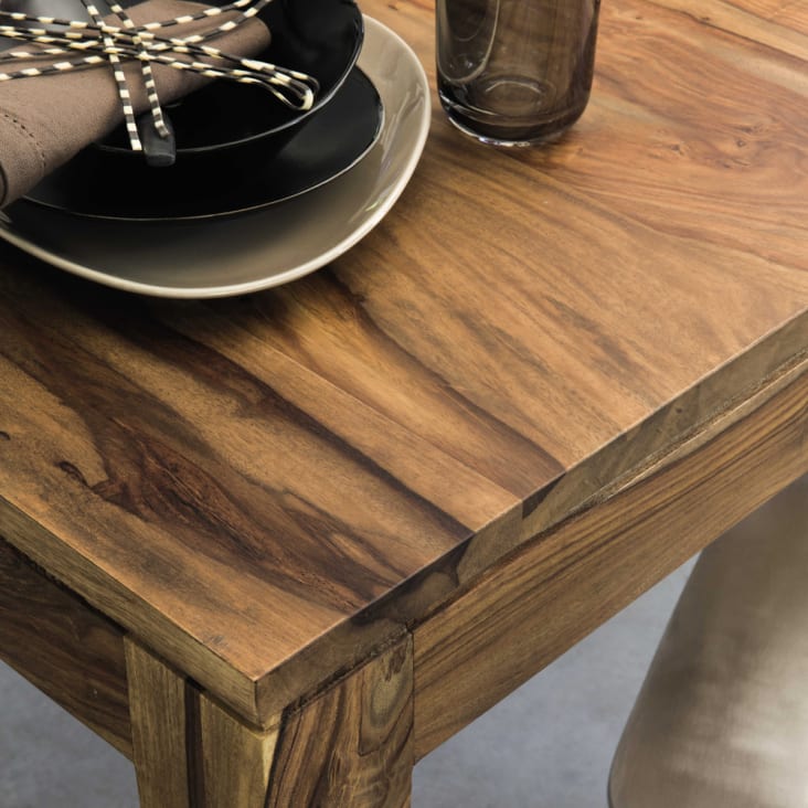 Tavolo da pranzo quadrato in massello di legno di sheesham 140 cm-Stockholm ambiance-3