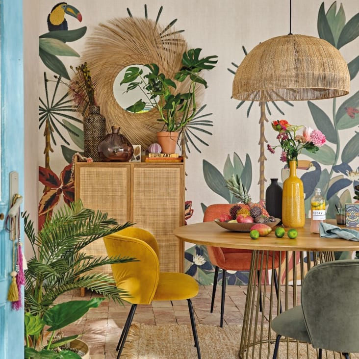 Tavolo Da Pranzo Rotondo Tribesigns 119cm | Piano Legno Bianco/Gold, Con Ripiani, Per 4 Persone - Foto 2