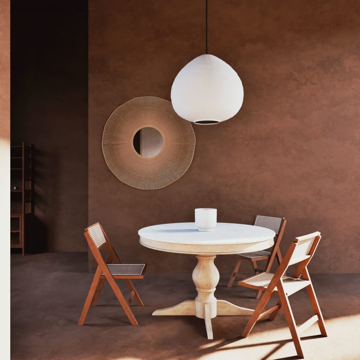 Tavolo Da Pranzo Rotondo HARRY 120cm - Legno Bianco E Gambe Rovere, Moderno - Foto 5