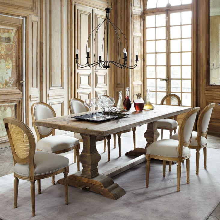Tavolo per sala da pranzo in legno effetto anticato L 220 cm-Lourmarin ambiance-3