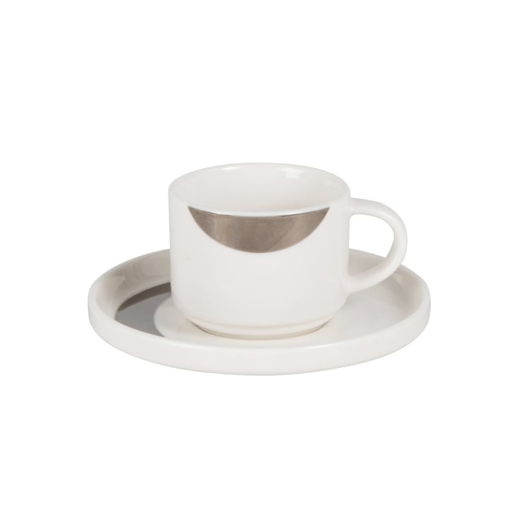 Excelsa Set Di 6 Tazze Da Espresso Con Piattini Elisa Rococo' 10 Cl In Porcellana Bianca  S2 507619571