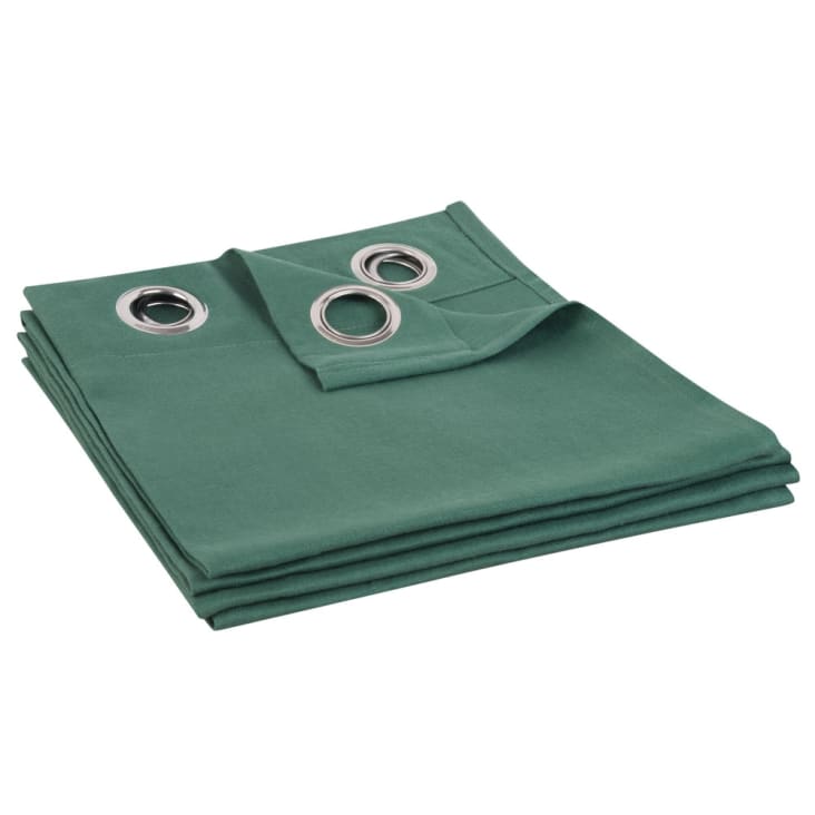 Tenda con occhielli in lino lavato verde basilico, al pezzo, 130x300 cm cropped-4