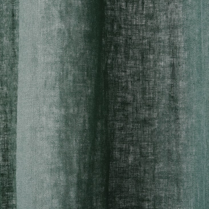 Tenda con occhielli in lino lavato verde basilico, al pezzo, 130x300 cm cropped-3