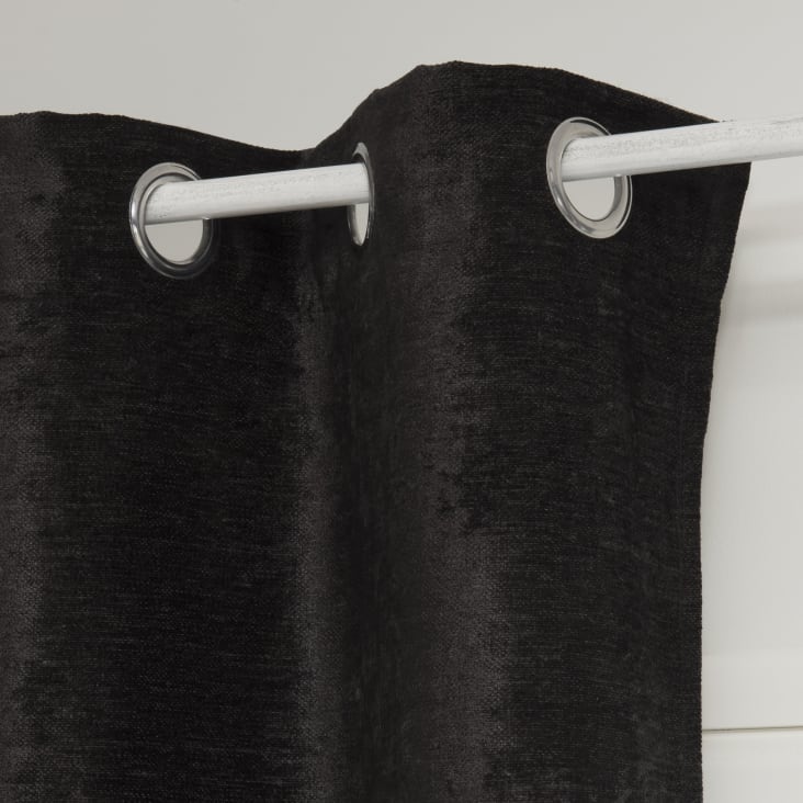 Tenda foderata nera con occhielli 137x350 cm Nero e nichel Ardeco