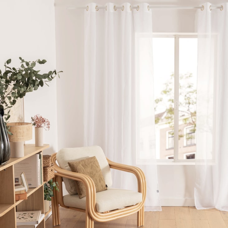 TOPICK Tenda In Voile TLS - Tessuto Trasparente Per Privacy E Luce - Bianco, 140x145 Cm (1 Pezzo) - 2