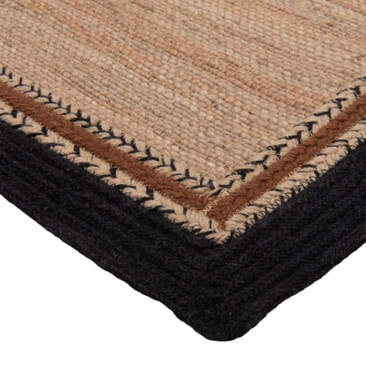 Teppich aus geflochtener Jute und recyceltem Polyester, beige, schwarz und  braun, 60x90cm TANBAR | Maisons du Monde