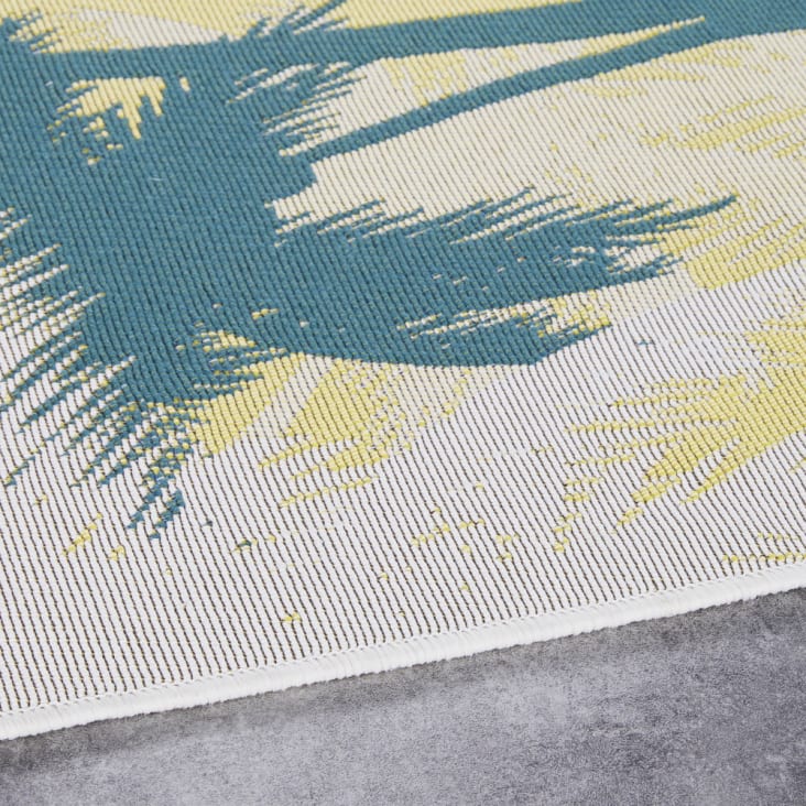 Teppich aus Polypropylen mit Palmenmotiv, gelb und entenblau, 120x180cm-SARASOTA cropped-2