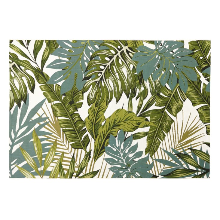 Teppich, grün und ecru mit tropischem Print, 140x200cm, OEKO-TEX®-AMAZONIE