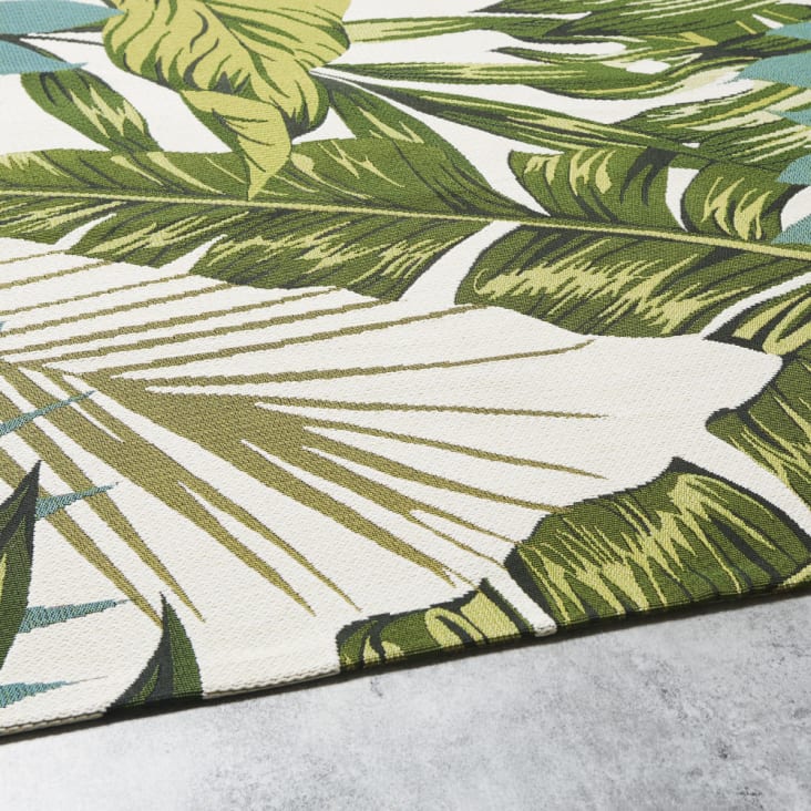 Teppich, grün und ecru mit tropischem Print, 140x200cm, OEKO-TEX®-AMAZONIE cropped-2