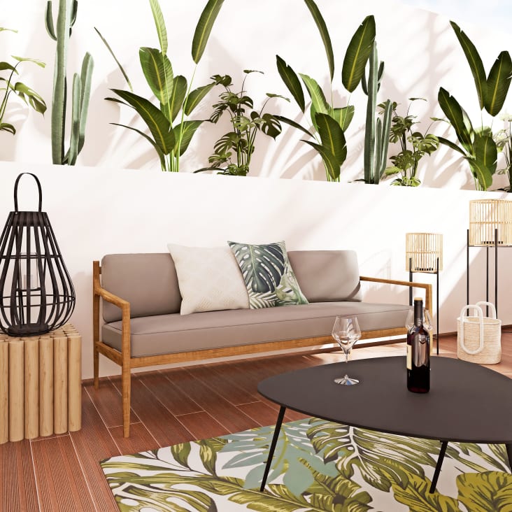 Teppich, grün und ecru mit tropischem Print, 140x200cm, OEKO-TEX®-AMAZONIE ambiance-3