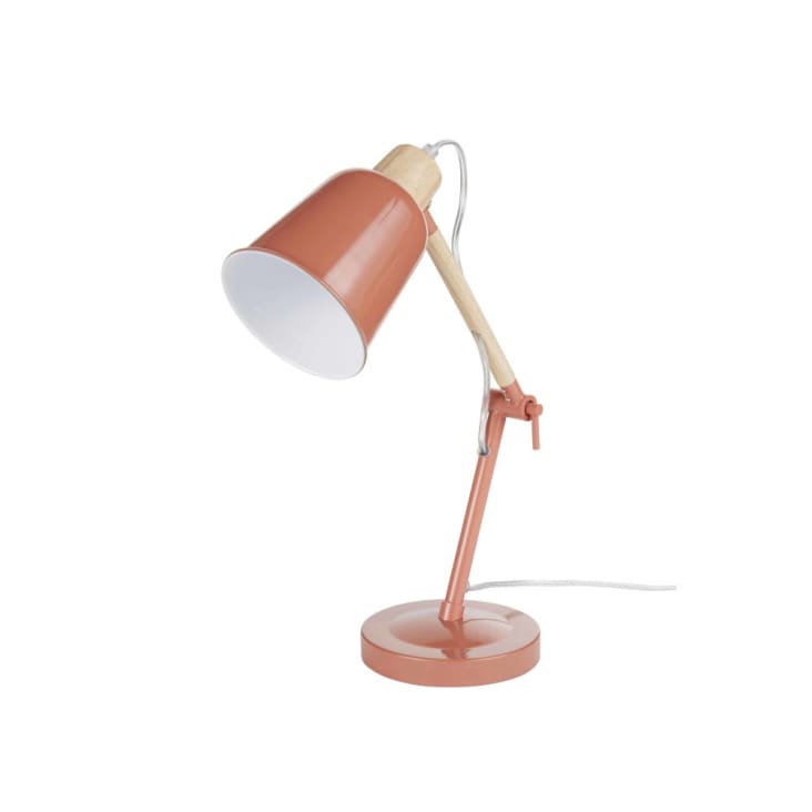 Terracotta bureaulamp uit metaal en heveahout-PIXIE