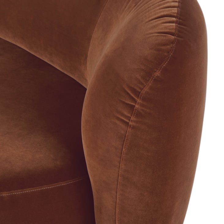 Terracotta fluwelen zetel met 3/4 zitplaatsen-Curve cropped-4