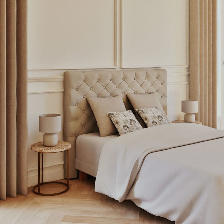 Testiera Letto Imbottita In Lino Naturale 220 Cm - Grigio Scuro, Moderna, Per Letti 200 Cm - Foto 8