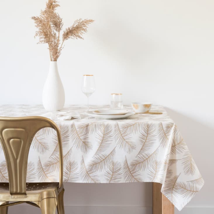 Tischdecke aus beschichteter Baumwolle, bedruckt mit Federmotiv, 140x250 ambiance-0