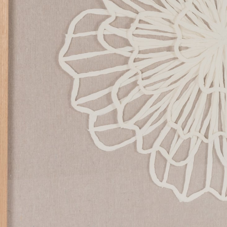 Tableau WORCESTER Toile Sous Verre 63x63 Cm - Fleur Blanche Et Gris, Déco Murale Poétique