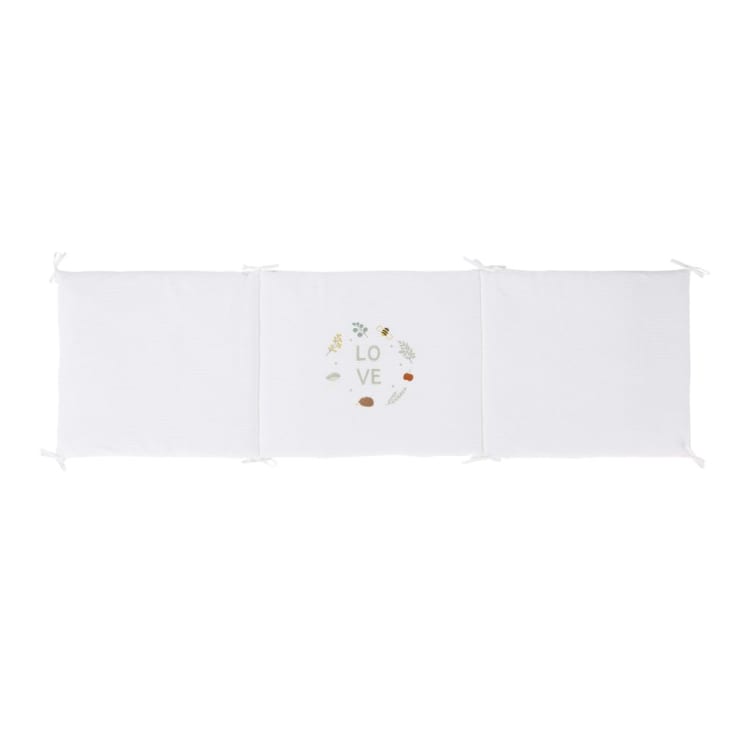 Tour de lit bébé blanc avec broderie multicolore 180x52 cm-OULANKA