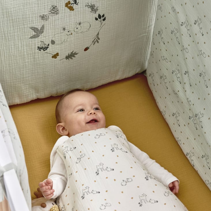 Tour de lit bébé en gaze de coton bio multicolore imprimé MIMIZAN